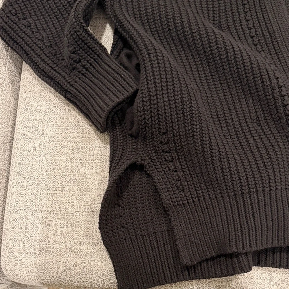 Free People Black Chunky Open-Front Knit Cardigan - Picture 3 of 6